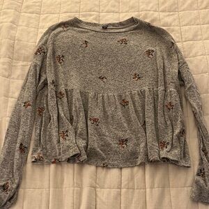 Alya Gray Floral Blouse